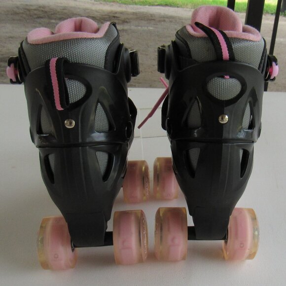 Nattork Sports Black and Pink Roller Skates for Kids Girls 4 Adjustable Sizes - Picture 4 of 14